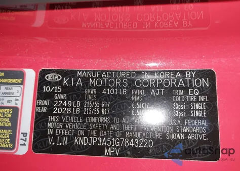 2016 Kia Soul + from USA, damaged, VIN KNDJP3A51G7843220